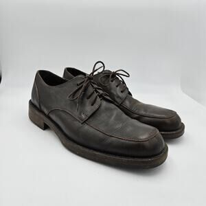 J Crew Brown Leather Split Apron Toe Blucher Derby Shoes Mens Size 10 H Italy